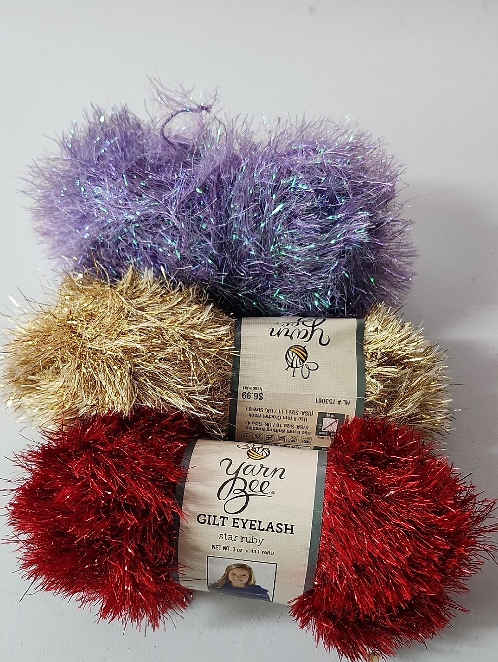 Yarn Bee Gilt Eyelash Decorative Yarn - Red, Gold, Purple